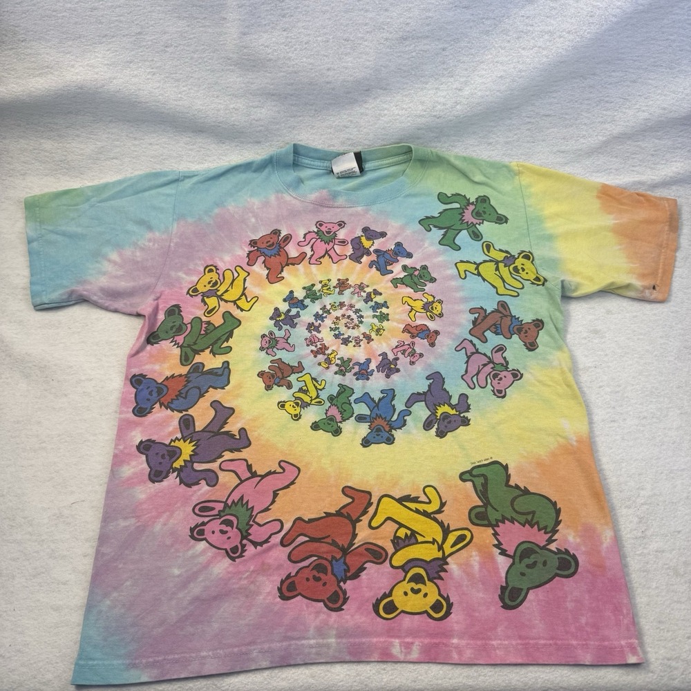 Vintage 1995 Liquid Blue Small Grateful Dead Spiral Bears Tie Dye Short Sleeve
